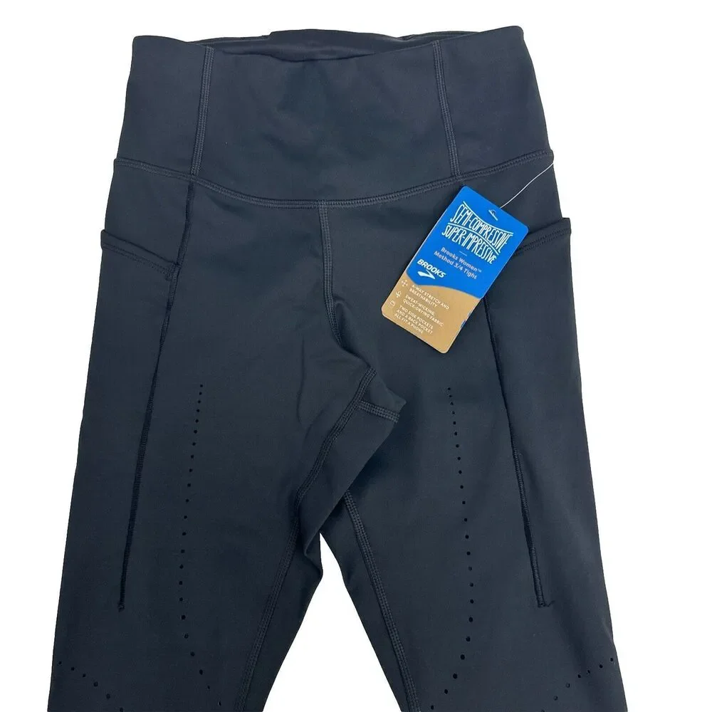 Brooks Method 3/4 Tight Women's Running Color Black Size XS New - Picture 3 of 16
